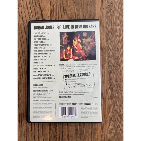Norah Jones Live In New Orleans DVD 2003 Music Concert Blue Note Pre-Owned - Picture 4 of 4